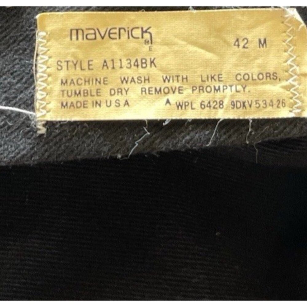 Vintage Maverick Mens Black Embroidered Jeans Mens Sz 42 Made USA Baggy Pants - Picture 15 of 16